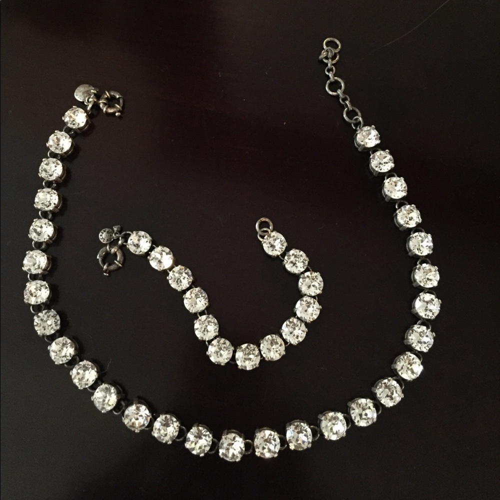 J. Crew “Martha” Matching Crystal Tennis Necklace and Bracelet Set